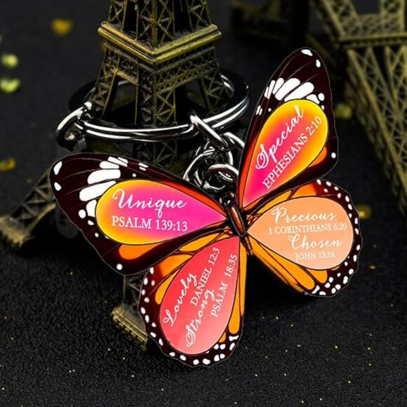 Bible Verse Keychain Bag Charm God Says You Are Butterfly - Picture 5 of 9